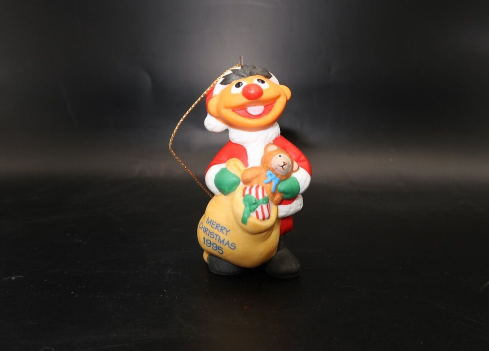 Grolier Sesame Street Ernie Ceramic Christmas Ornament 3" 1995 Vintage Holiday